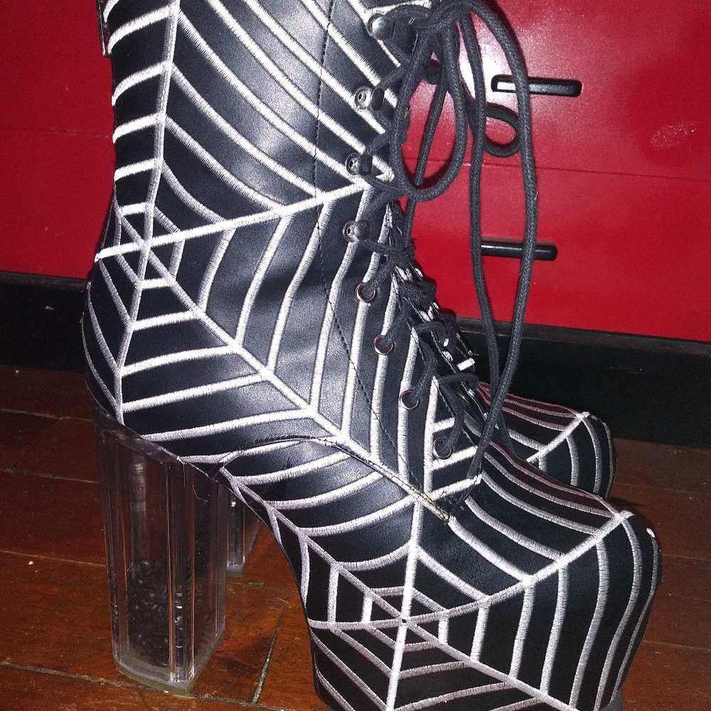 Dollybae Dolls Kill Spiderweb Platform Boots